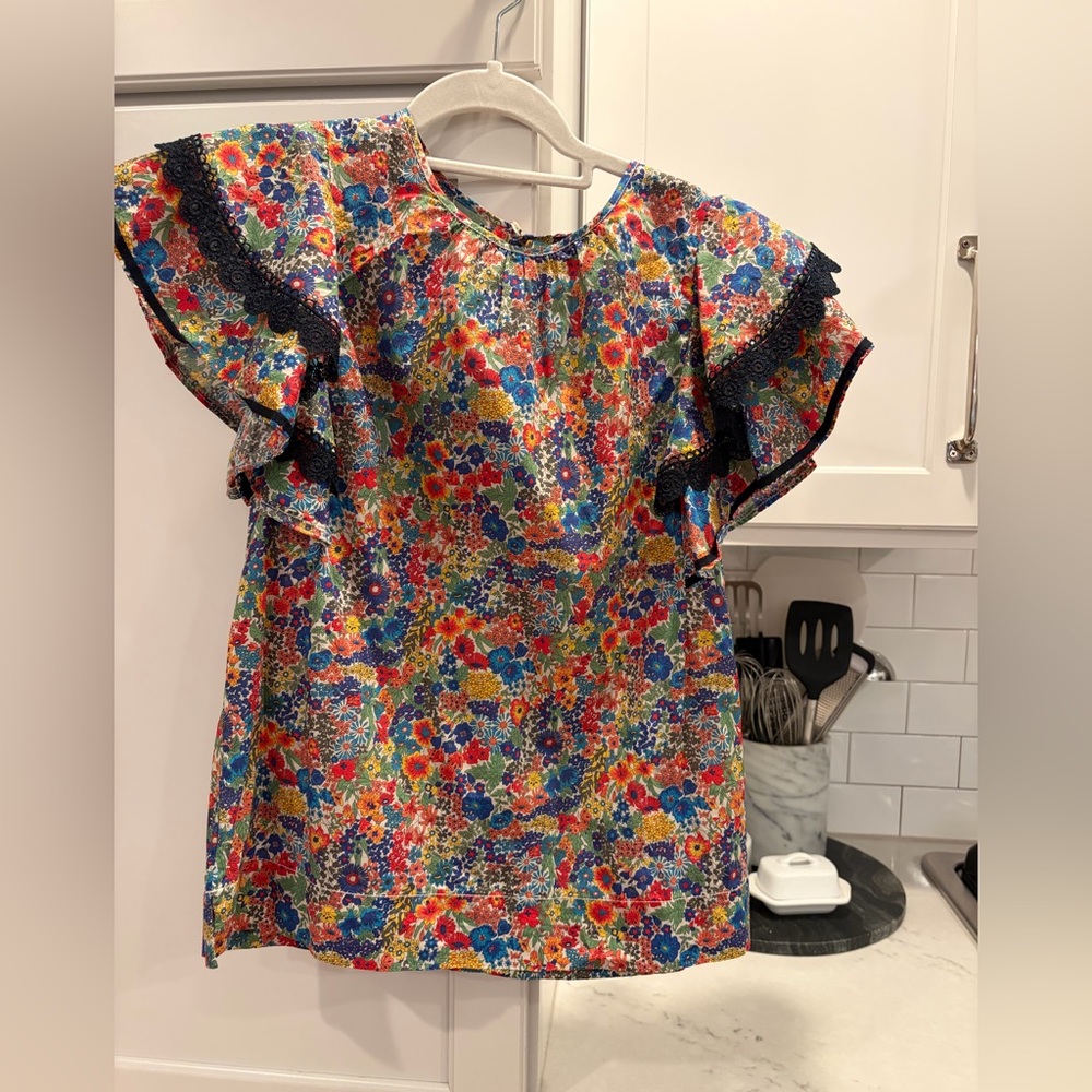 J. Crew Liberty Floral Multicolor Ruffle Blouse